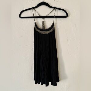 Black Camisole with with Gold Metallic Knit Detailing